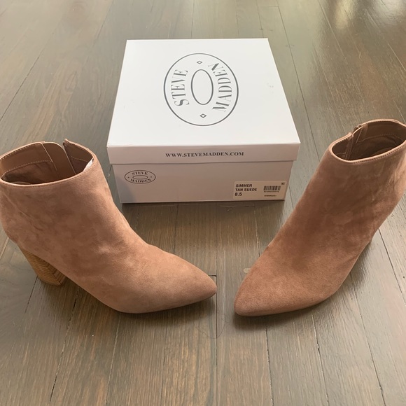 New cognac suede bootie with 3.25 inch heel. - Picture 2 of 5